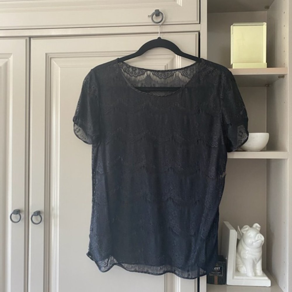 American Apparel Black Lace T-Shirt Size Small - Picture 5 of 5